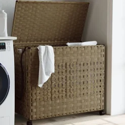 Huishoudelijke Benodigdheden*vidaXL Wasmand op wielen 66x35x60 cm rattan Naturel