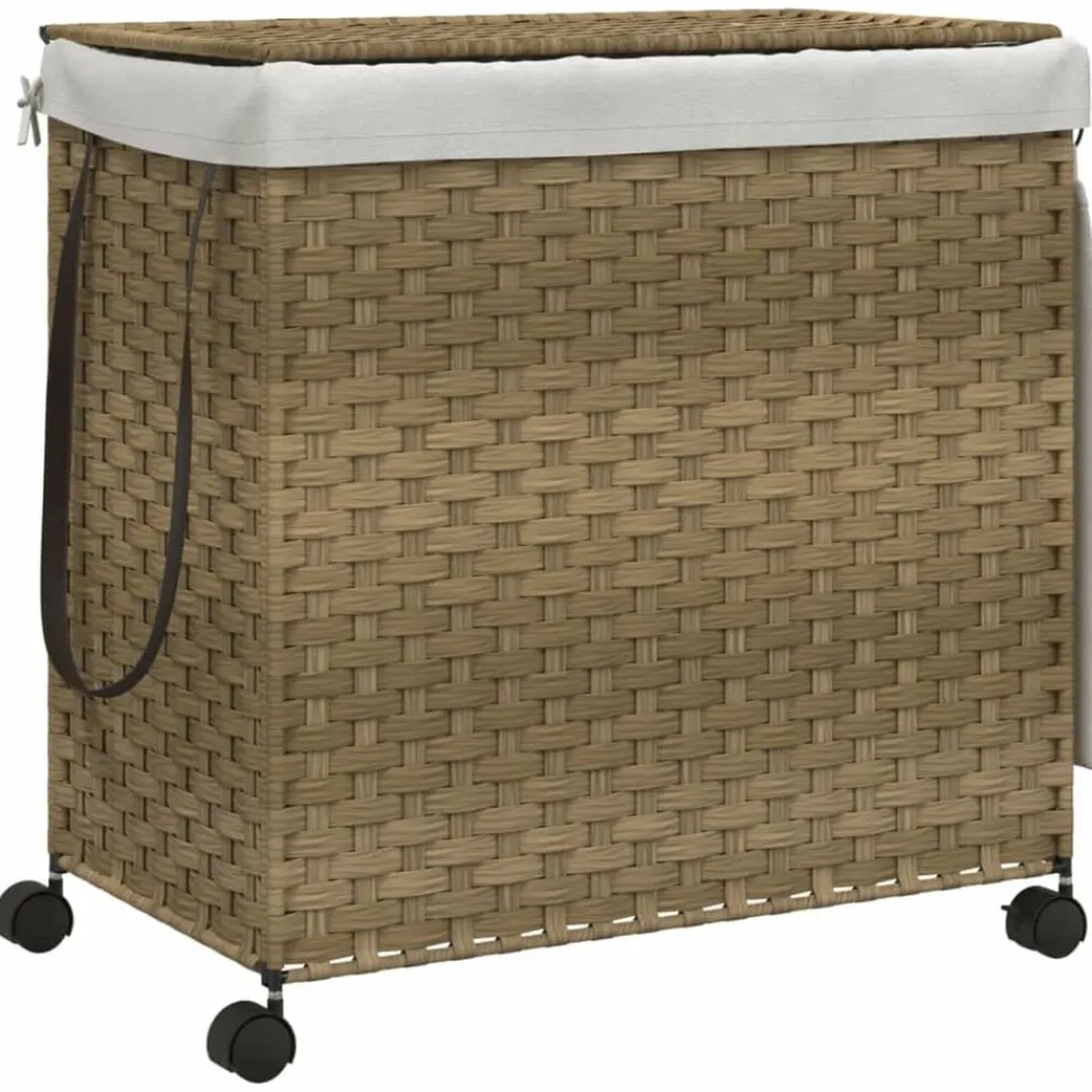Wasmand op wielen 60x35x60,5 cm rattan>vidaXL Clearance