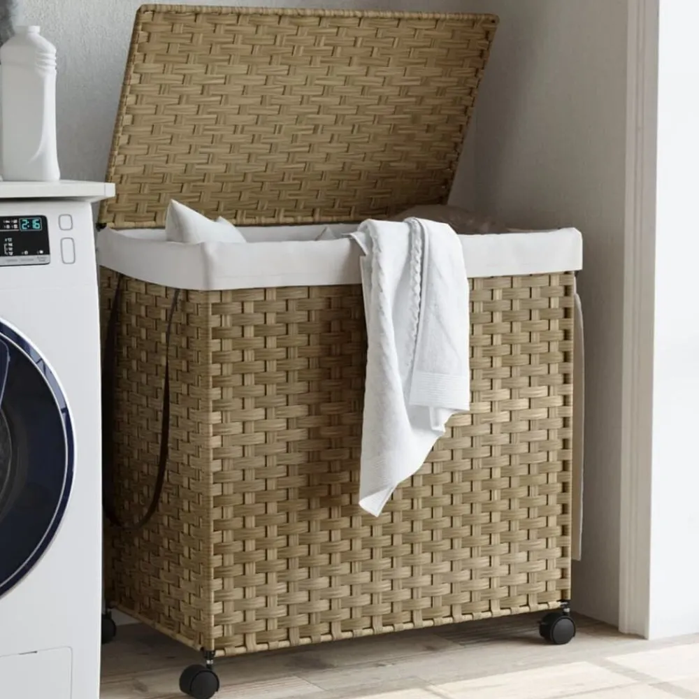 Wasmand op wielen 60x35x60,5 cm rattan>vidaXL Clearance