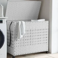Wasmand op wielen 66x35x60 cm rattan>vidaXL Hot