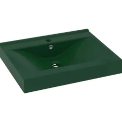 Sanitair & Loodgietersbenodigdheden*vidaXL Wastafel met kraangat 60x46 cm keramiek mat donkergroen matdonkergroen