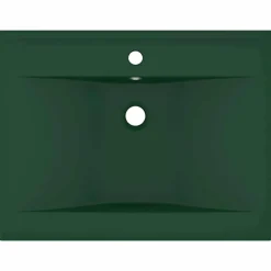 Sanitair & Loodgietersbenodigdheden*vidaXL Wastafel met kraangat 60x46 cm keramiek mat donkergroen matdonkergroen