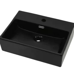 Sanitair & Loodgietersbenodigdheden*vidaXL Wastafel met kraangat 51,5x38,5x15 cm keramiek Zwart
