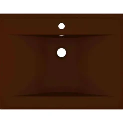 Sanitair & Loodgietersbenodigdheden*vidaXL Wastafel met kraangat 60x46 cm keramiek mat donkerbruin matdonkerbruin