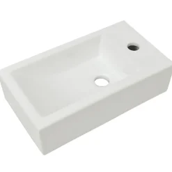 Wastafel met kraangat rechthoekig 46x25,5x12 cm keramiek>vidaXL New