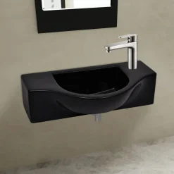 Sanitair & Loodgietersbenodigdheden*vidaXL Wastafel met kraangat keramiek Zwart
