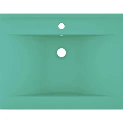 Sanitair & Loodgietersbenodigdheden*vidaXL Wastafel met kraangat 60x46 cm keramiek mat lichtgroen matlichtgroen