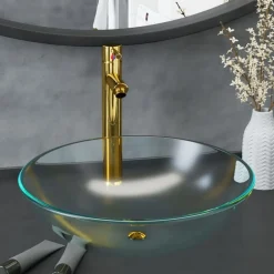 Wastafel met kraan en pop-up afvoer mat gehard glas>vidaXL Discount