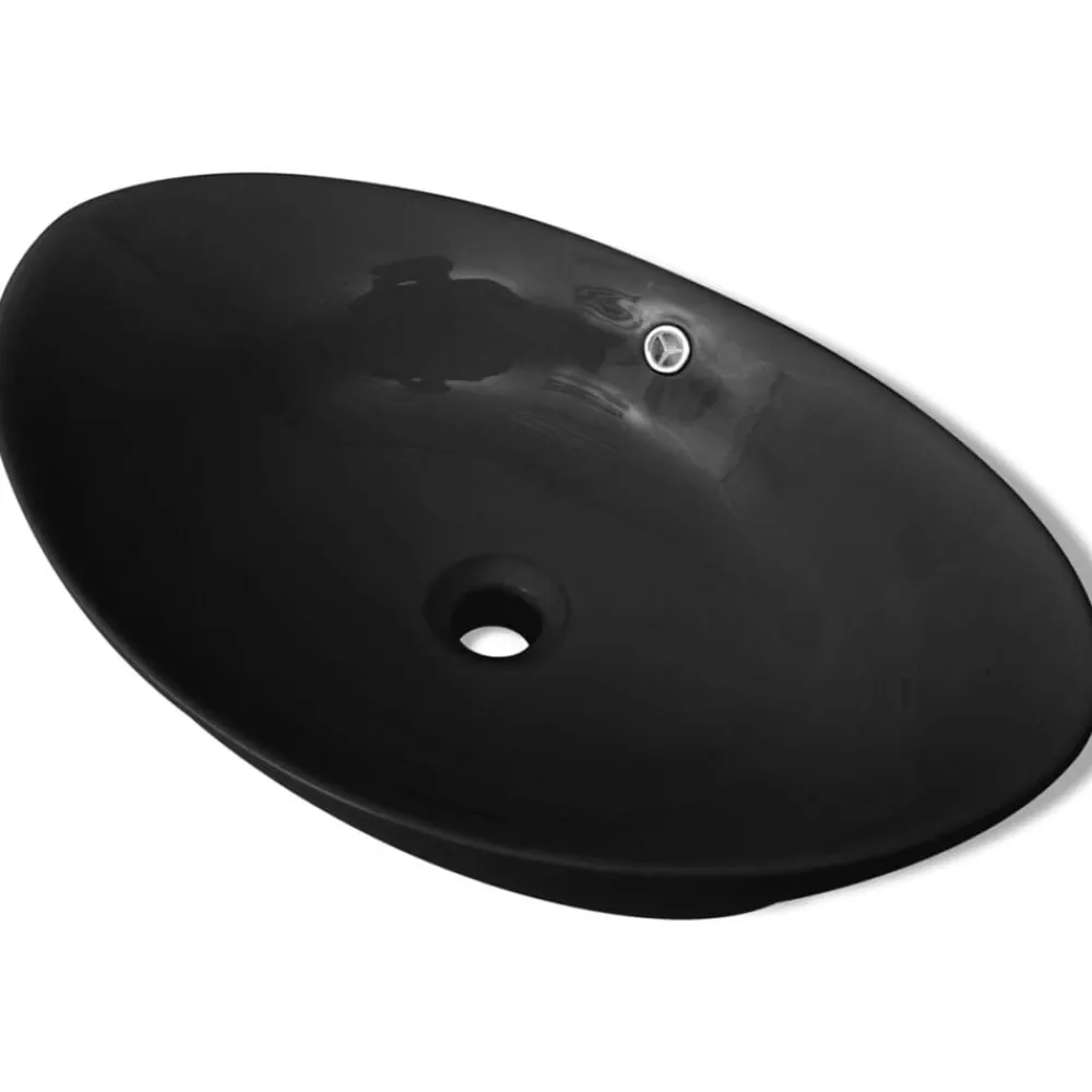 Wastafel met overloop ovaal keramiek 59 x 38,5 cm>vidaXL Online