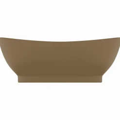 Sanitair & Loodgietersbenodigdheden*vidaXL Wastafel met overloop ovaal 58,5x39 cm keramiek matcrème matecrèmekleurig