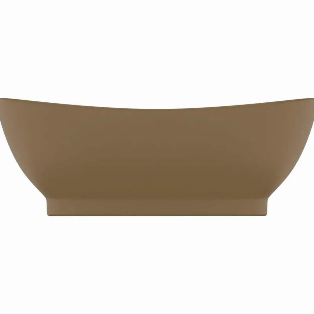 Sanitair & Loodgietersbenodigdheden*vidaXL Wastafel met overloop ovaal 58,5x39 cm keramiek matcrème matecrèmekleurig
