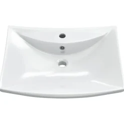 Wastafel met overloop en kraangat rechthoekig keramiek><noscript><img width=