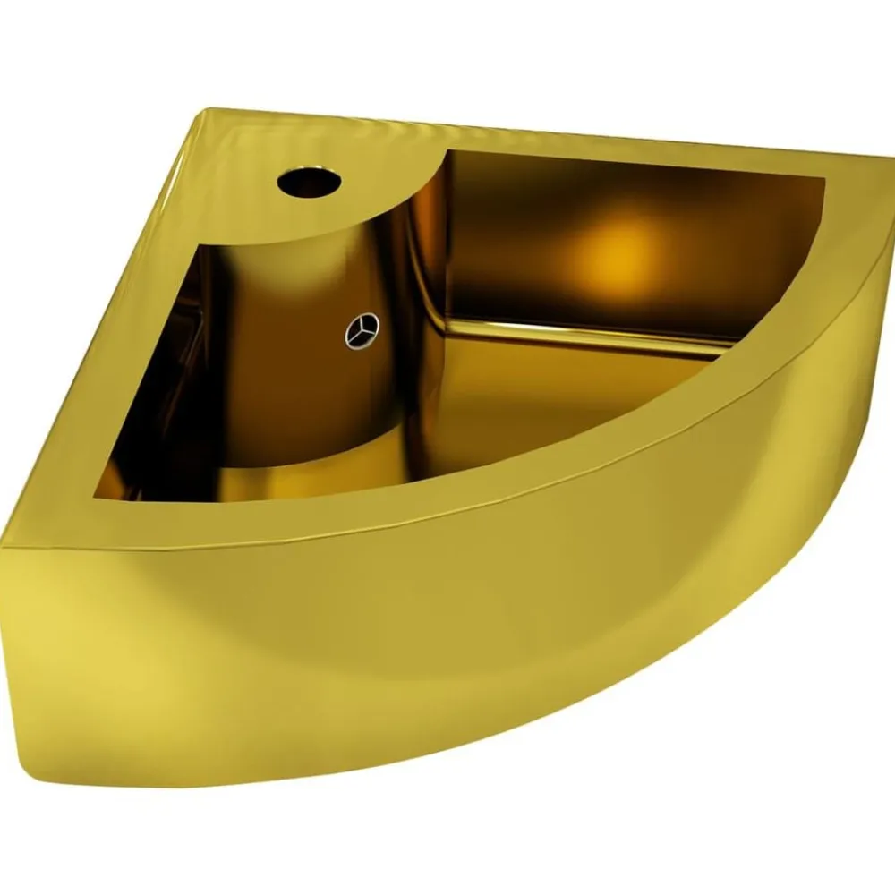 Sanitair & Loodgietersbenodigdheden*vidaXL Wastafel met overloop 45x32x12,5 cm keramiek kleurig Goud