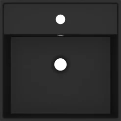 Wastafel met overloop vierkant 41x41 cm keramiek matzwart><noscript><img width=