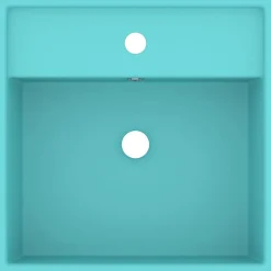 Wastafel met overloop vierkant 41x41 cm keramiek mat lichtgroen><noscript><img width=