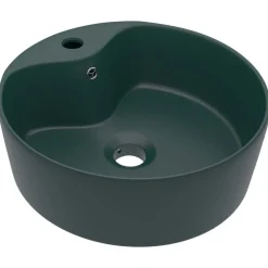 Wastafel met overloop 36x13 cm keramiek mat donkergroen>vidaXL Discount