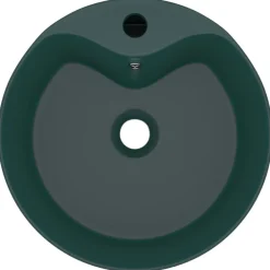 Wastafel met overloop 36x13 cm keramiek mat donkergroen><noscript><img width=