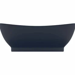 Wastafel met overloop ovaal 58,5x39 cm keramiek mat donkerblauw><noscript><img width=