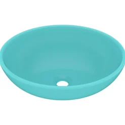Wastafel ovaal 40x33 cm keramiek mat lichtgroen>vidaXL Discount