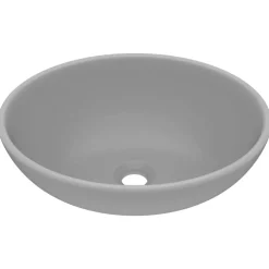 Wastafel ovaal 40x33 cm keramiek mat lichtgrijs>vidaXL Sale