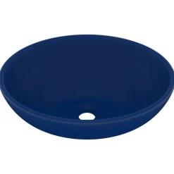 Sanitair & Loodgietersbenodigdheden*vidaXL Wastafel ovaal 40x33 cm keramiek mat donkerblauw matdonkerblauw