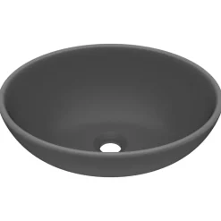 Wastafel ovaal 40x33 cm keramiek mat donkergrijs>vidaXL Hot