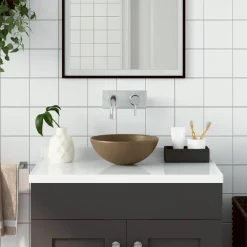 Sanitair & Loodgietersbenodigdheden*vidaXL Wastafel rond keramiek matcrème matecr&egrave;mekleurig