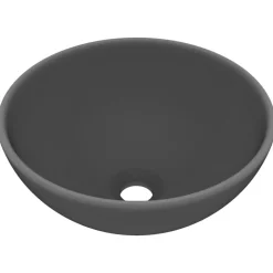 Wastafel rond 32,5x14 cm keramiek mat donkergrijs>vidaXL New