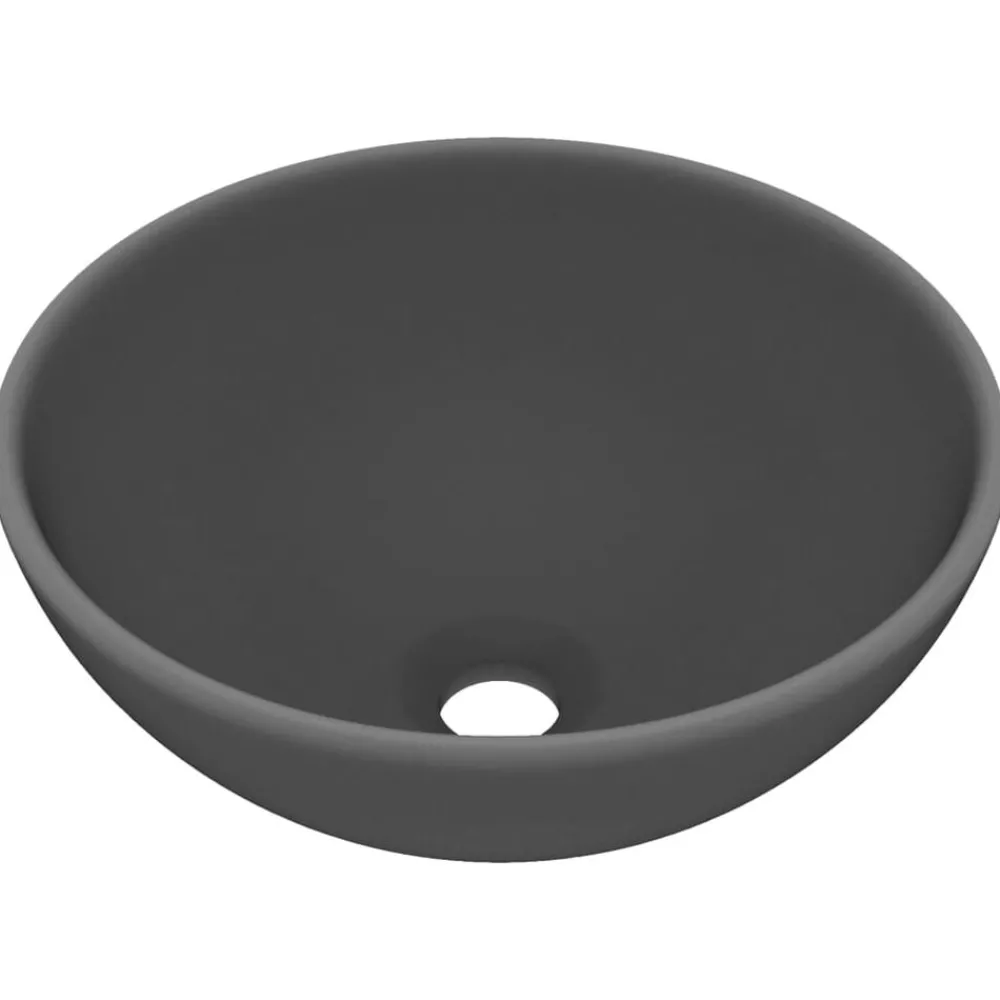 Wastafel rond 32,5x14 cm keramiek mat donkergrijs>vidaXL New