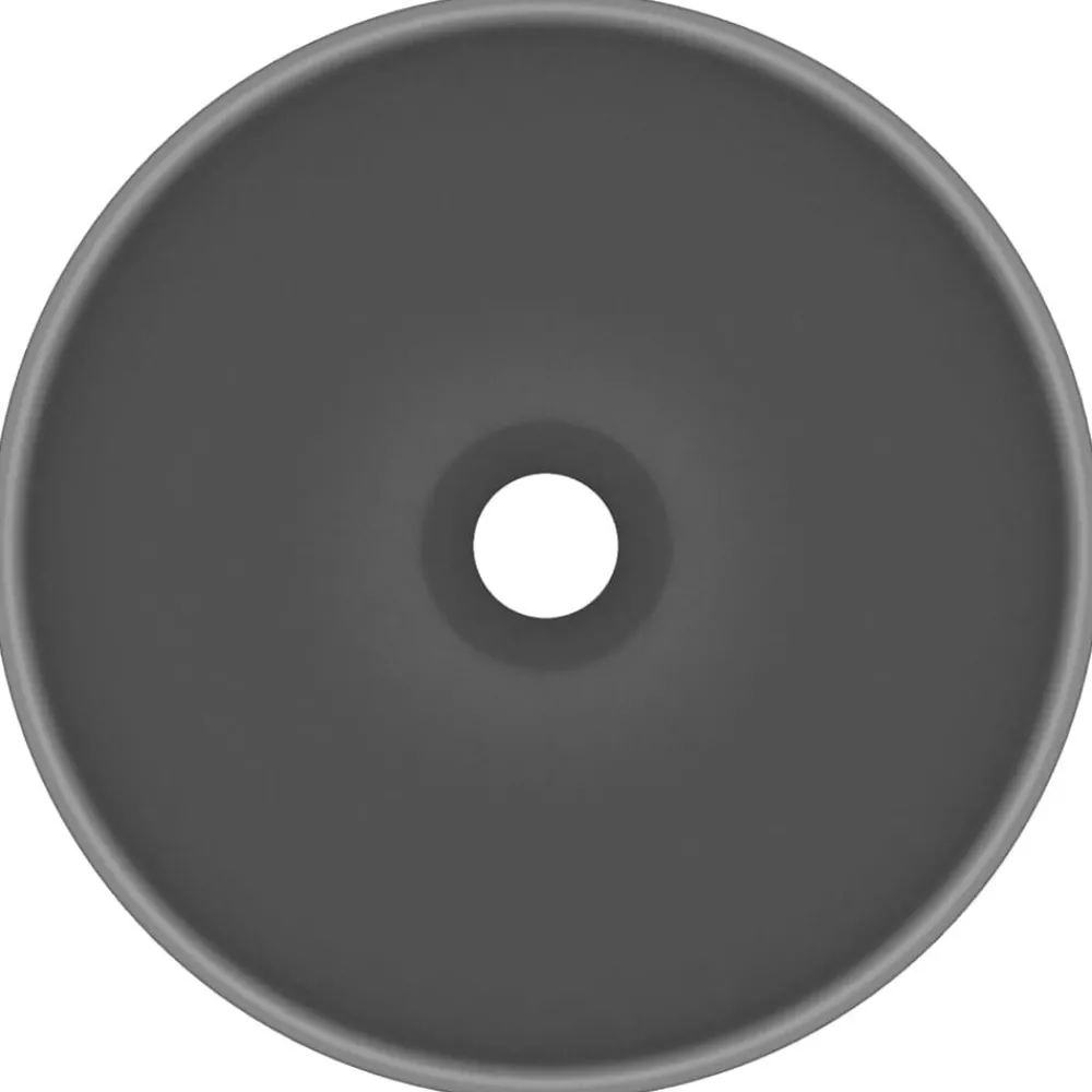 Wastafel rond 32,5x14 cm keramiek mat donkergrijs>vidaXL New