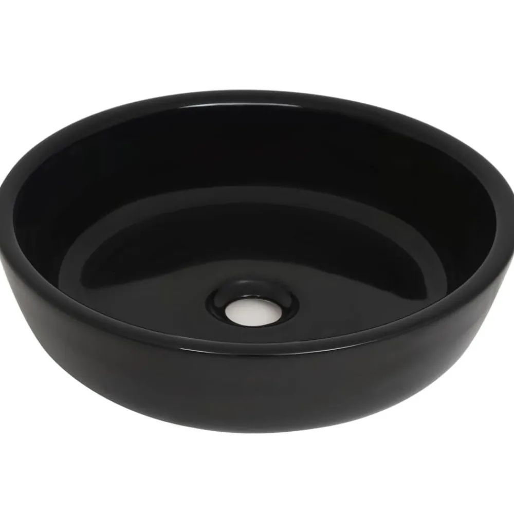 Sanitair & Loodgietersbenodigdheden*vidaXL Wastafel rond 42x12 cm keramiek Zwart