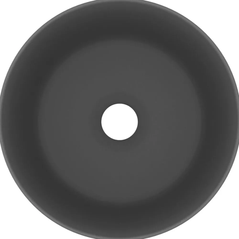 Wastafel rond 40x15 cm keramiek mat donkergrijs>vidaXL Hot