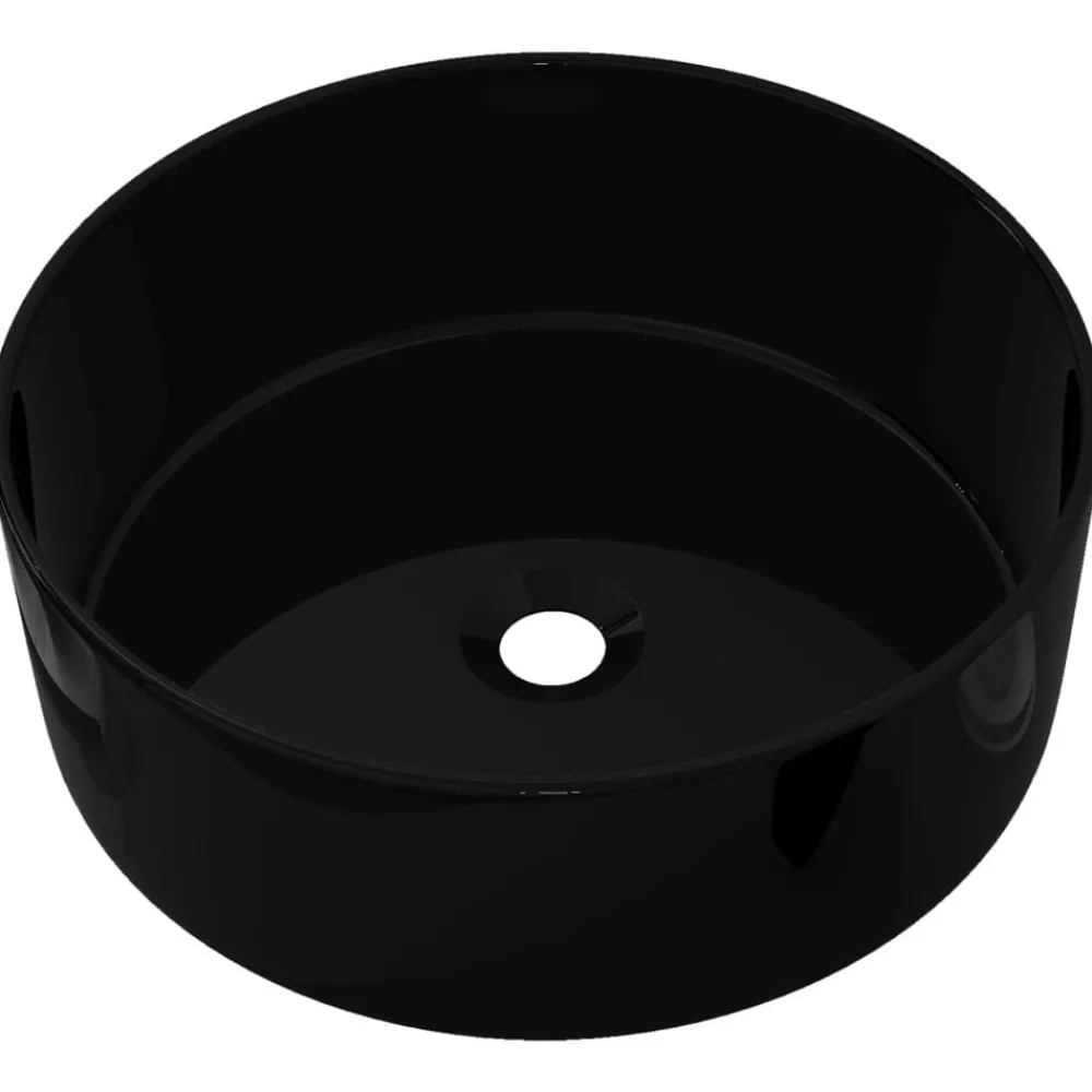 Sanitair & Loodgietersbenodigdheden*vidaXL Wastafel rond 40x15 cm keramiek Zwart