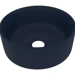 Sanitair & Loodgietersbenodigdheden*vidaXL Wastafel rond 40x15 cm keramiek mat donkerblauw matdonkerblauw