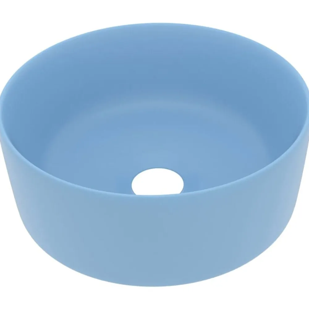 Sanitair & Loodgietersbenodigdheden*vidaXL Wastafel rond 40x15 cm keramiek mat lichtblauw matlichtblauw