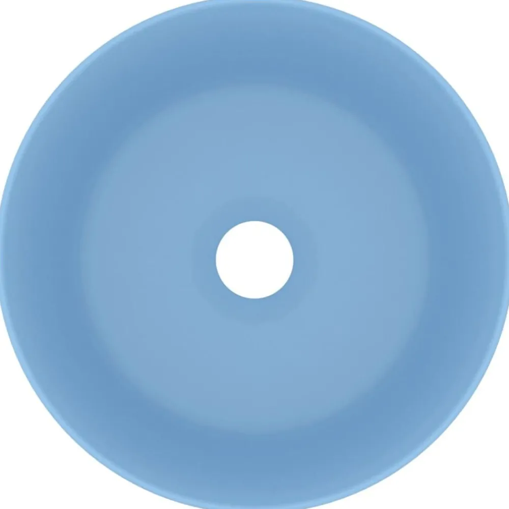 Sanitair & Loodgietersbenodigdheden*vidaXL Wastafel rond 40x15 cm keramiek mat lichtblauw matlichtblauw