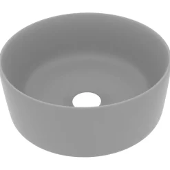 Sanitair & Loodgietersbenodigdheden*vidaXL Wastafel rond 40x15 cm keramiek mat lichtgrijs matlichtgrijs