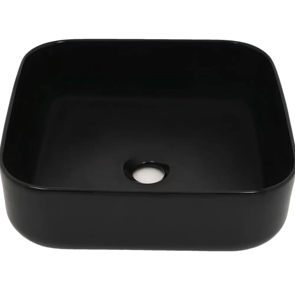 Sanitair & Loodgietersbenodigdheden*vidaXL Wastafel vierkant 38x38x13,5 cm keramiek Zwart