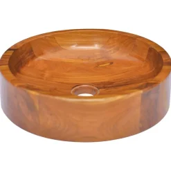 Wastafel ø40x10 cm massief teakhout>vidaXL Outlet