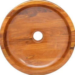 Wastafel ø40x10 cm massief teakhout><noscript><img width=