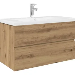 Kasten & Opbergmeubelen*vidaXL Wastafelkast met ingebouwde wasbak en kraan artisanaal eiken artisanaal eikenkleurig