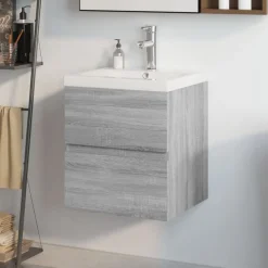 Wastafelkast met ingebouwde wasbak bewerkt hout>vidaXL Sale