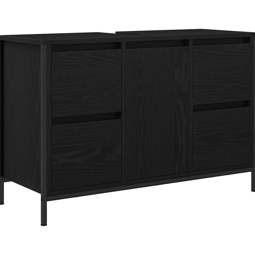 Kasten & Opbergmeubelen*vidaXL Wastafelkast met lades 90x34,5x60 cm kleurig Zwart eiken