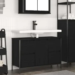 Kasten & Opbergmeubelen*vidaXL Wastafelkast met lades 90x34,5x60 cm kleurig Zwart eiken