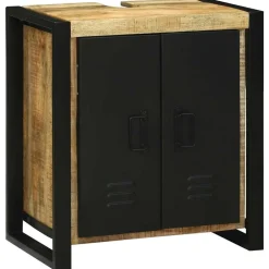 Wastafelkast met plank Bruin 55 x 35 x 60 cm Massief Mango Hout>vidaXL Discount