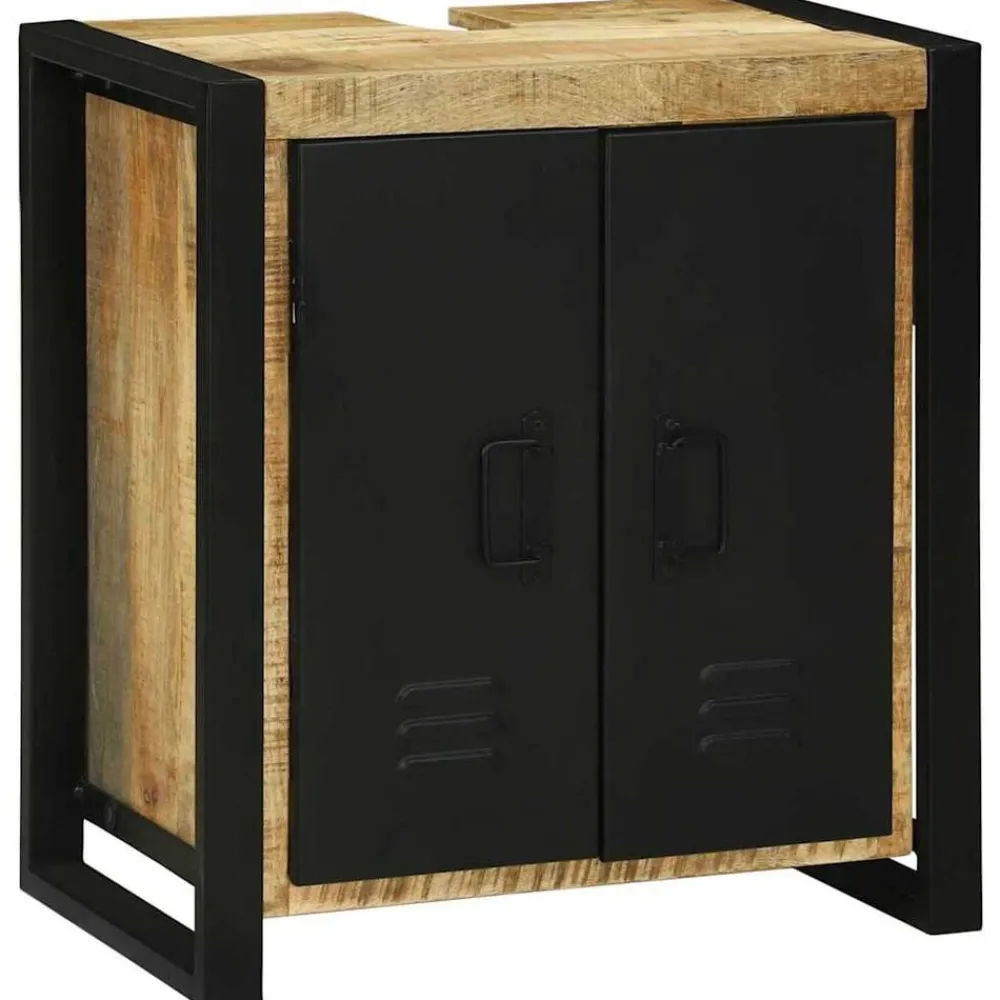 Wastafelkast met plank Bruin 55 x 35 x 60 cm Massief Mango Hout>vidaXL Discount