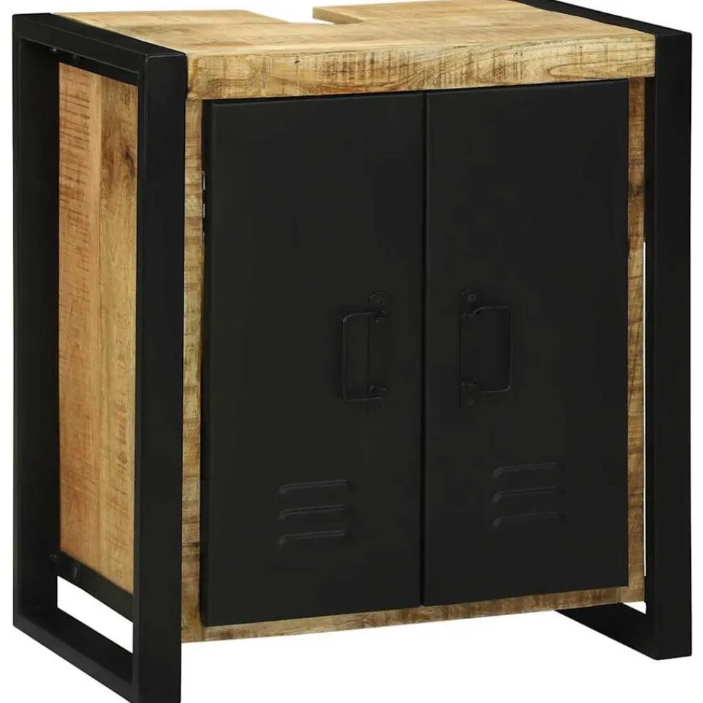 Wastafelkast met plank Bruin 55 x 35 x 60 cm Massief Mango Hout>vidaXL Discount