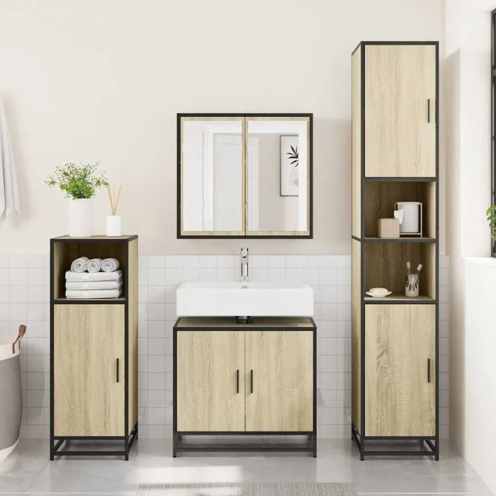 Meubelsets*vidaXL Wastafelkast 65x33x60 cm bewerkt hout Sonoma eiken