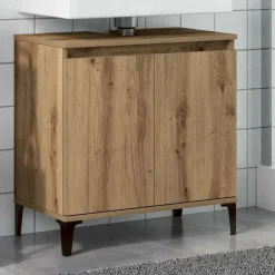 Wastafelkast 58x33x60 cm bewerkt hout artisanaal eikenkleur>vidaXL Clearance