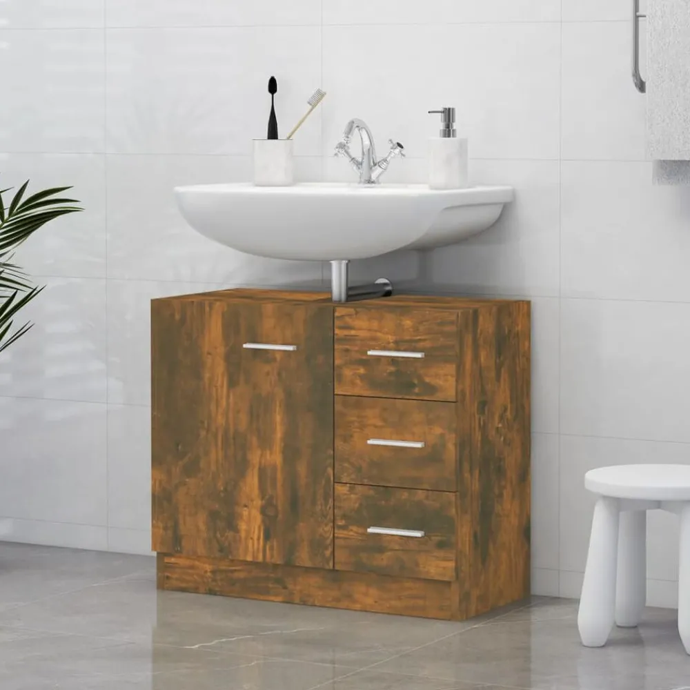 Wastafelkast 63x30x54 cm bewerkt hout kleurig>vidaXL